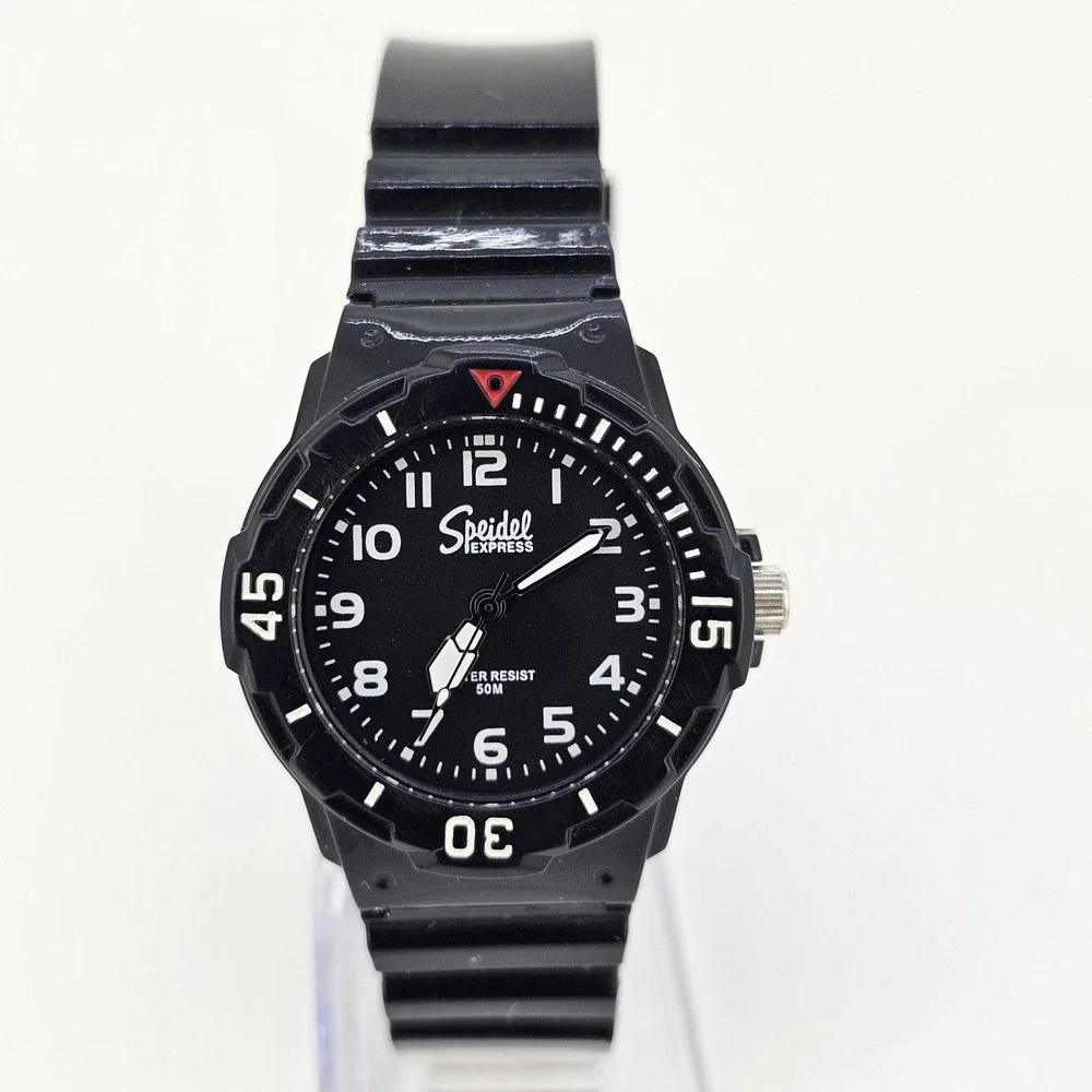 Speidel Women's Analog Watch 32MM‎ Black Dial Black Plastic Bands New Battery